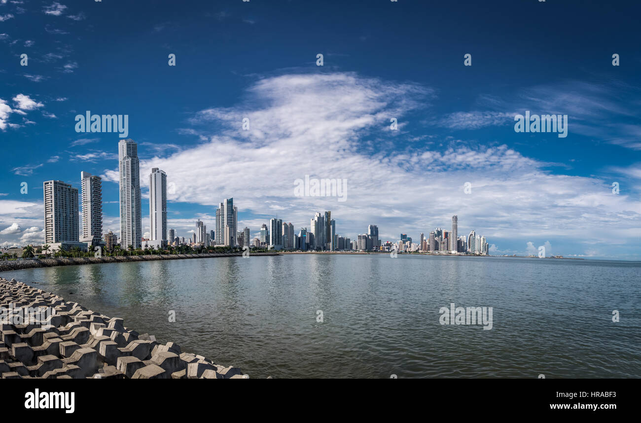 Panoramic view of Panama City Skyline - Panama City, Panama Stock Photo