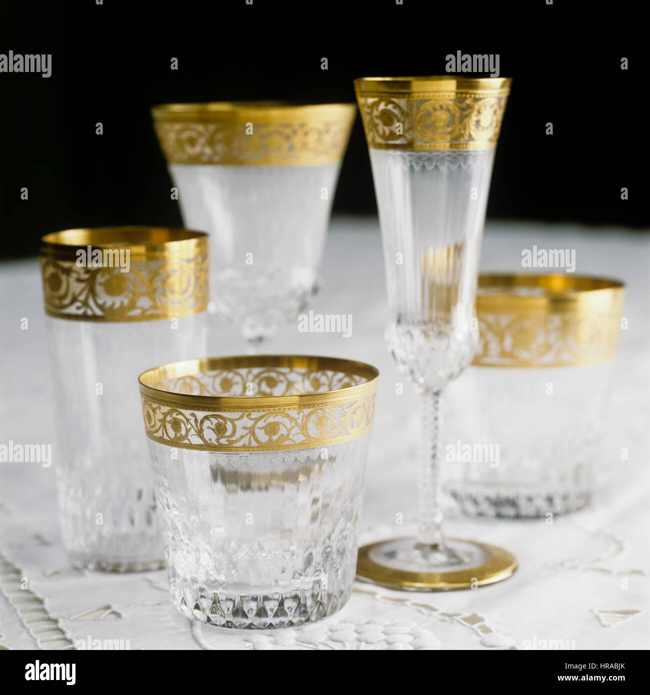 Gold detailed glasses. Stock Photo