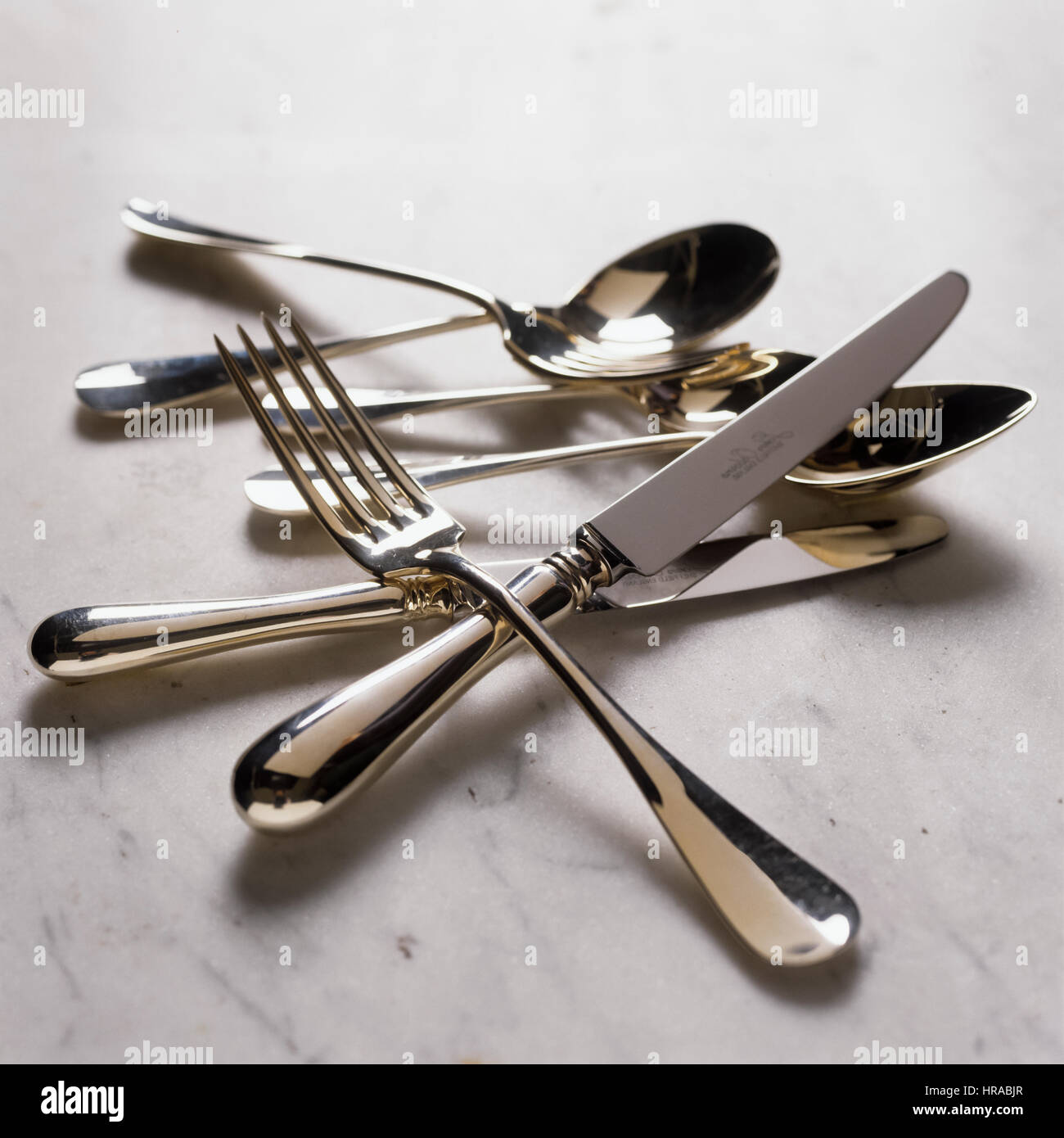 Silver cutlery. Stock Photo