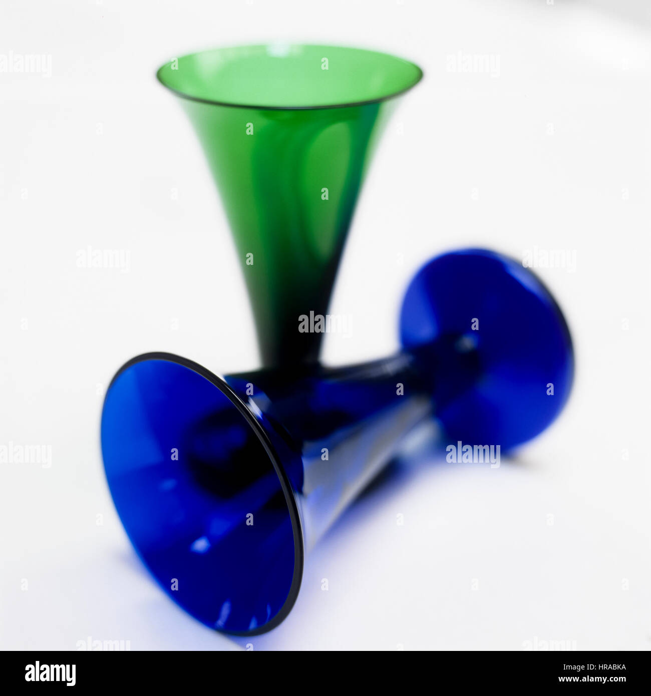 Green and blue wine glasses. Stock Photo