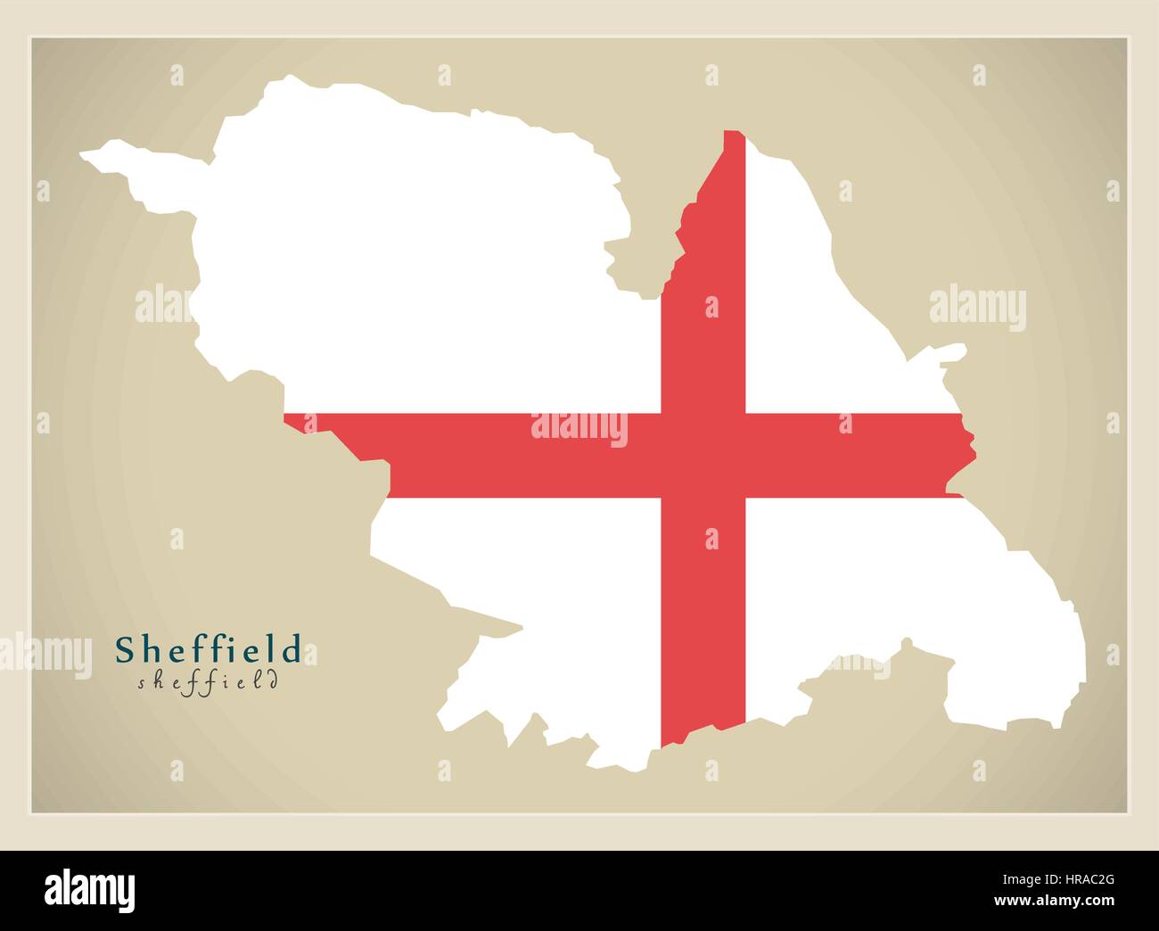 Modern City Map - Sheffield with flag of England illustration Stock Vector