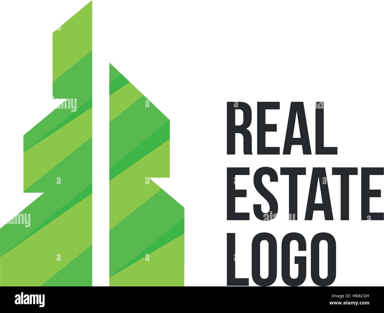 Isolated colorful real estate agency logo, house logotype on white, home concept icon, skyscrapers vector illustration. Stock Vector