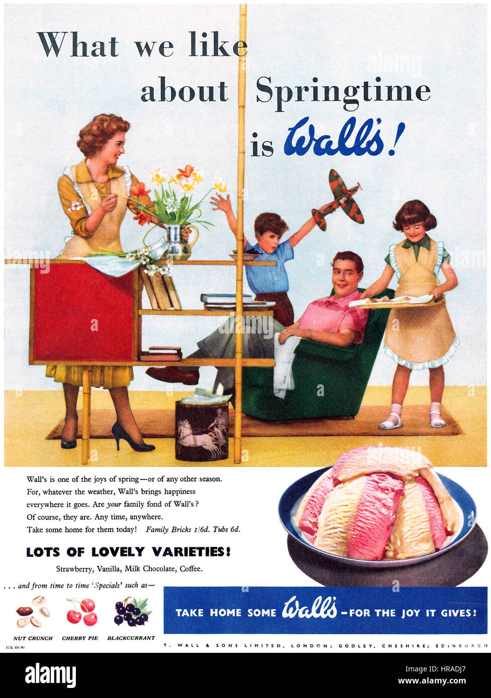1956 British advertisement for Wall's Ice Cream. Stock Photo