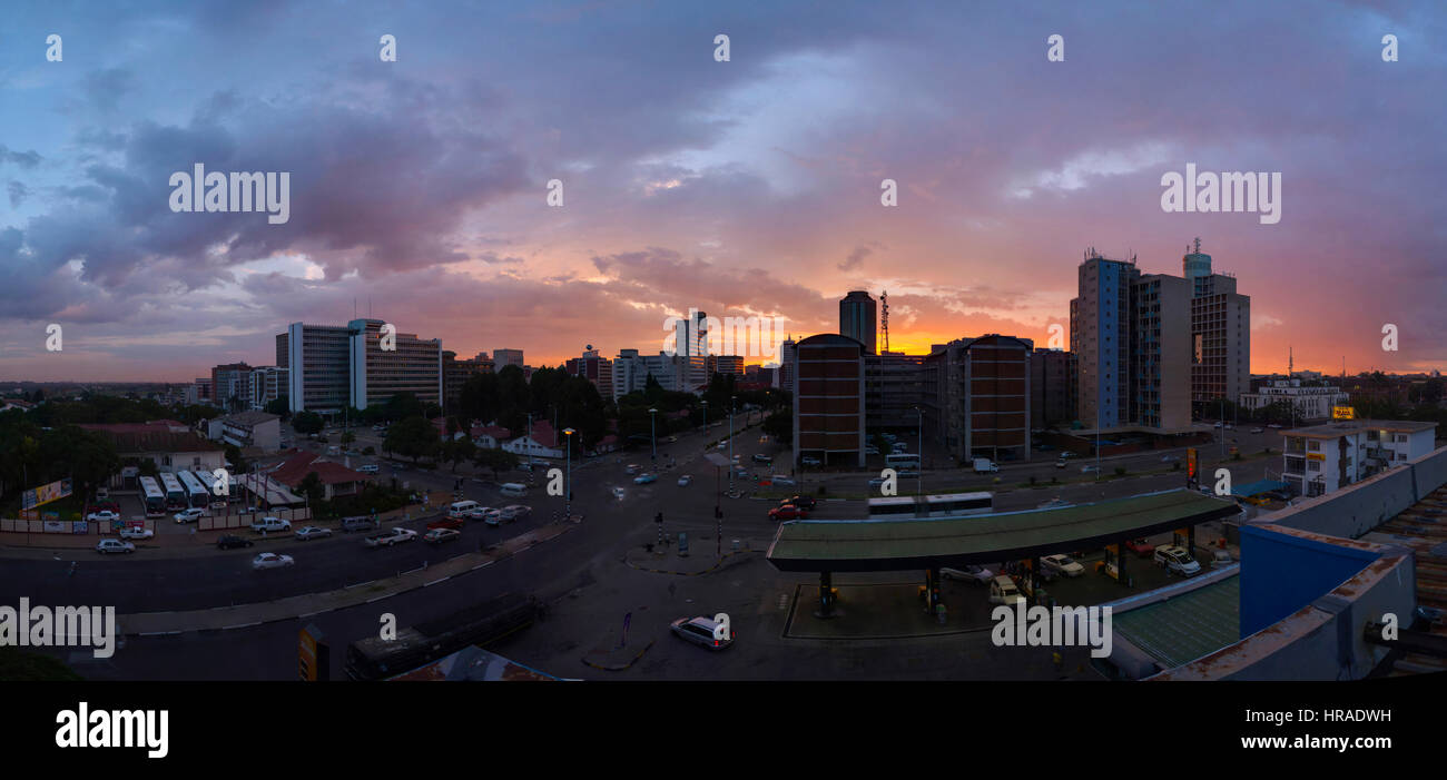 The Harare skyline seen at sunset, Zimbabwe Stock Photo