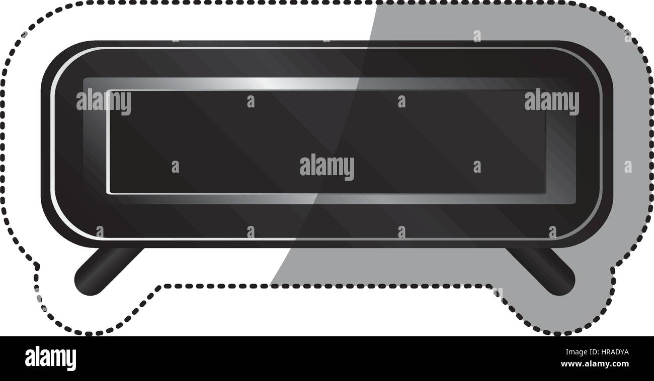 sticker black rectangle box empty screen alarm clock Stock Vector Image