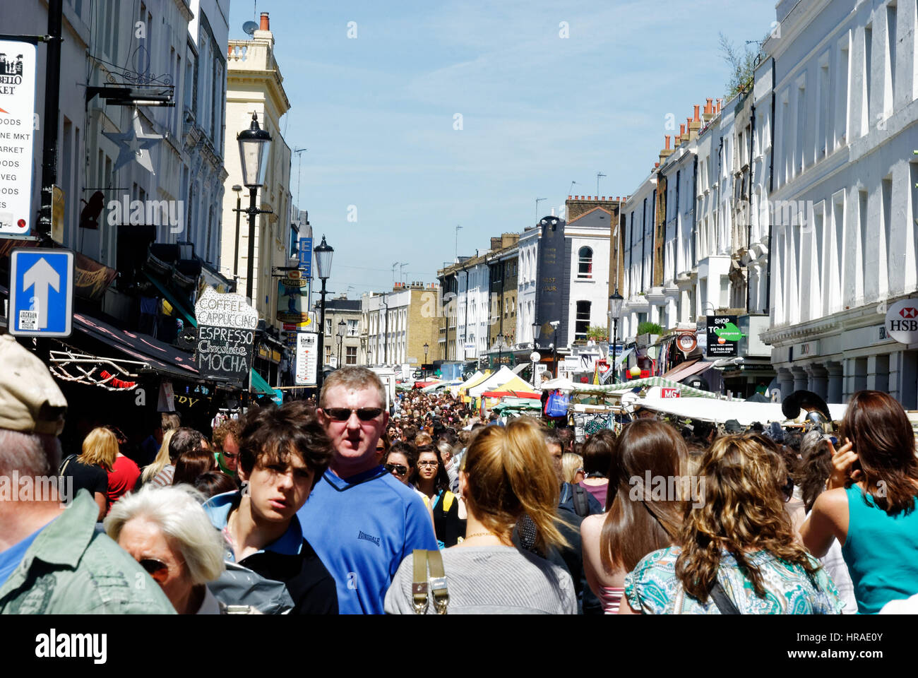 Packed streets on Portobello Road market in London Stock Photo