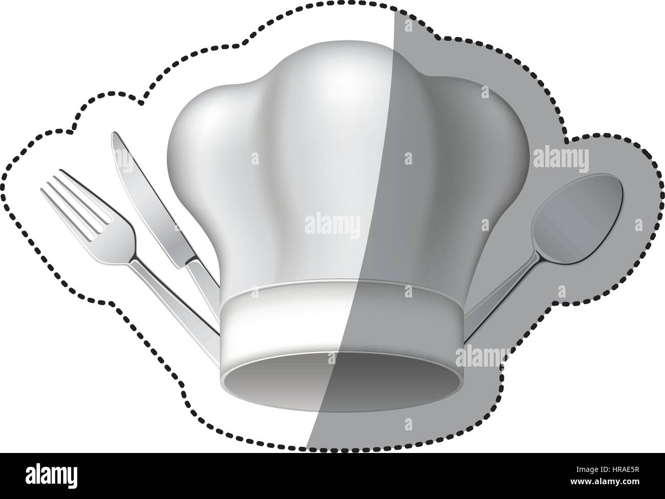 sticker chef hat with cutlery kitchen elements Stock Vector Image & Art