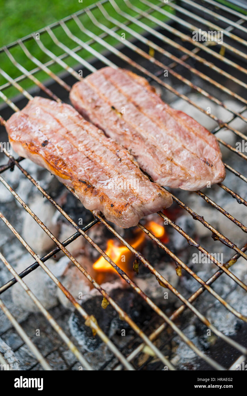 Meat on a braai or barbecue in Zimbabwe Stock Photo Alamy