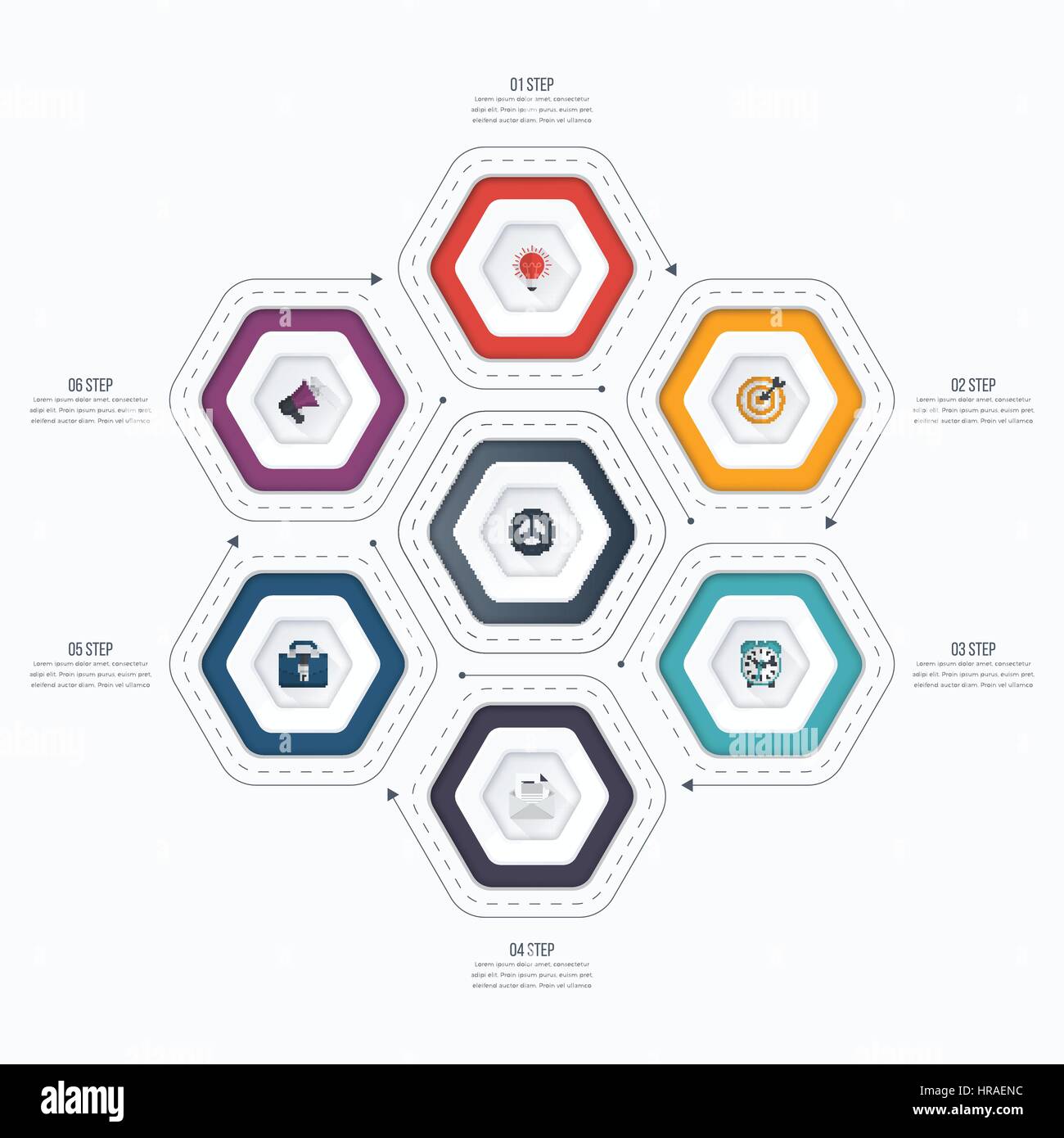 Infographics template 6 options with hexagon Stock Vector Image & Art ...