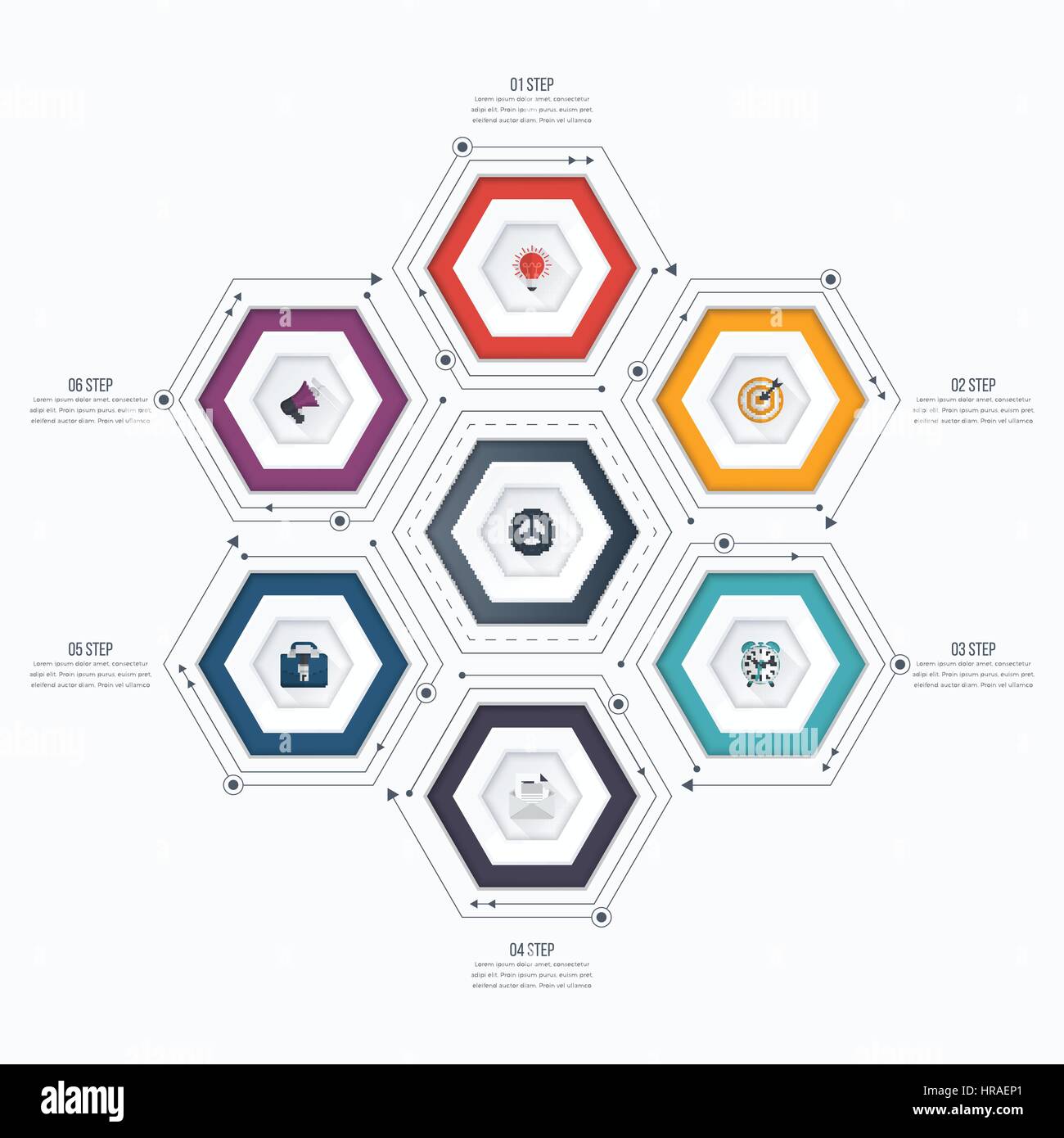 Infographics template 6 options with hexagon Stock Vector Image & Art ...