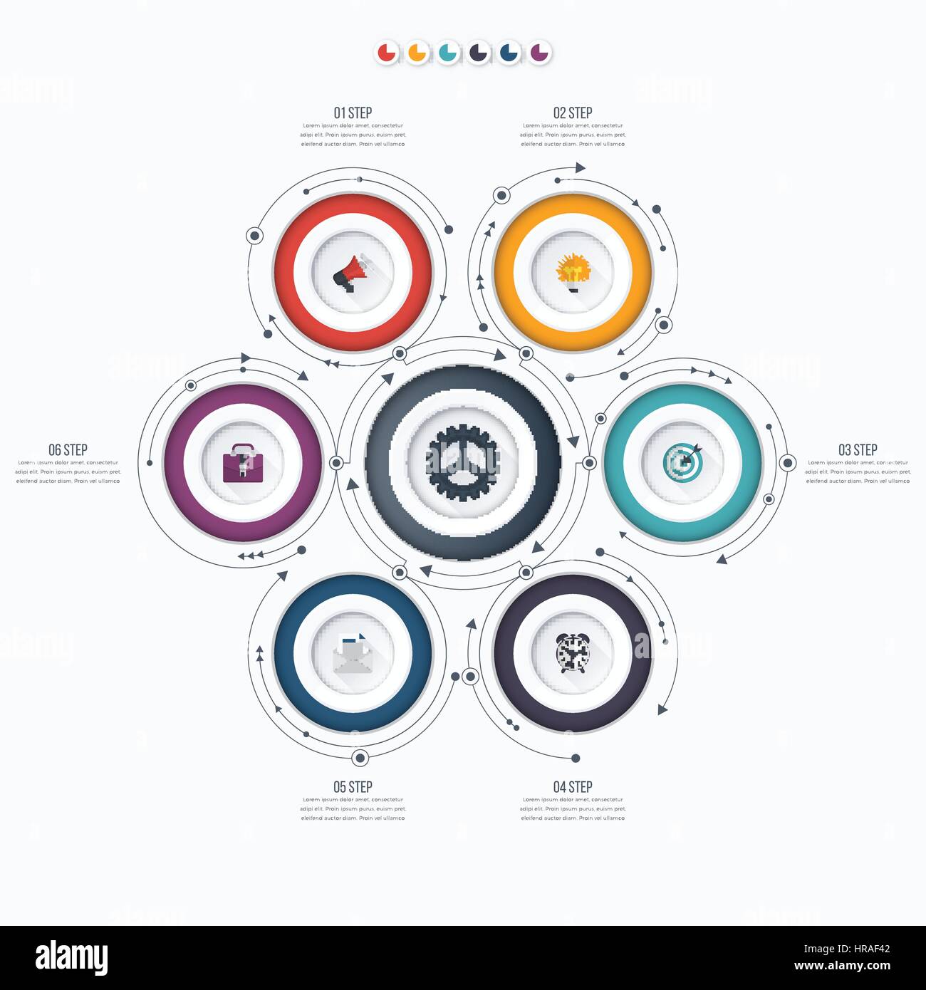 Infographics template 6 options with circle Stock Vector Image & Art ...