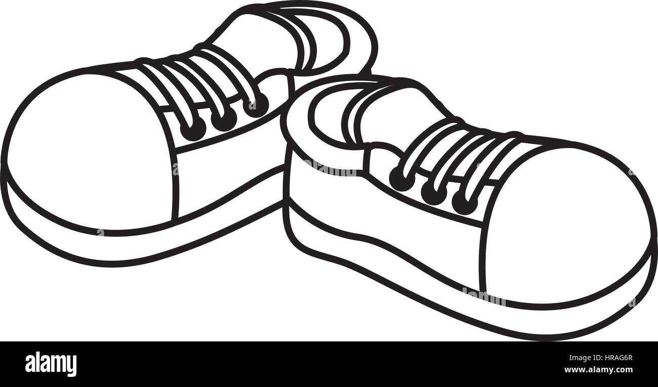 monochrome contour with pair of sport shoes Stock Vector Image & Art ...