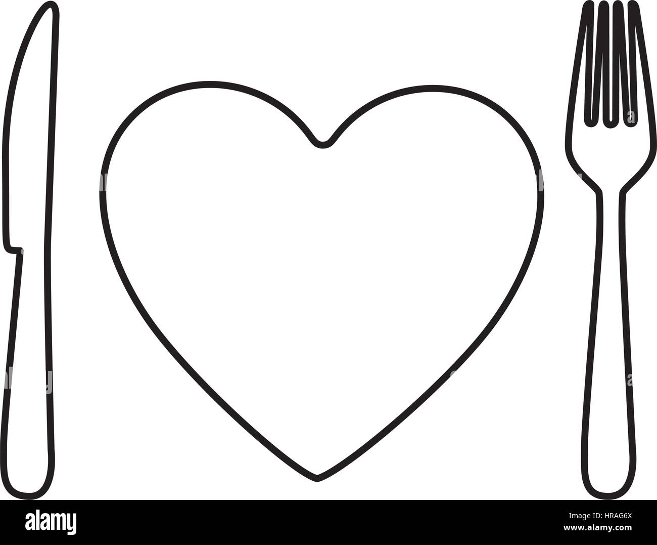 monochrome contour with healthy heart food Stock Vector Image & Art - Alamy
