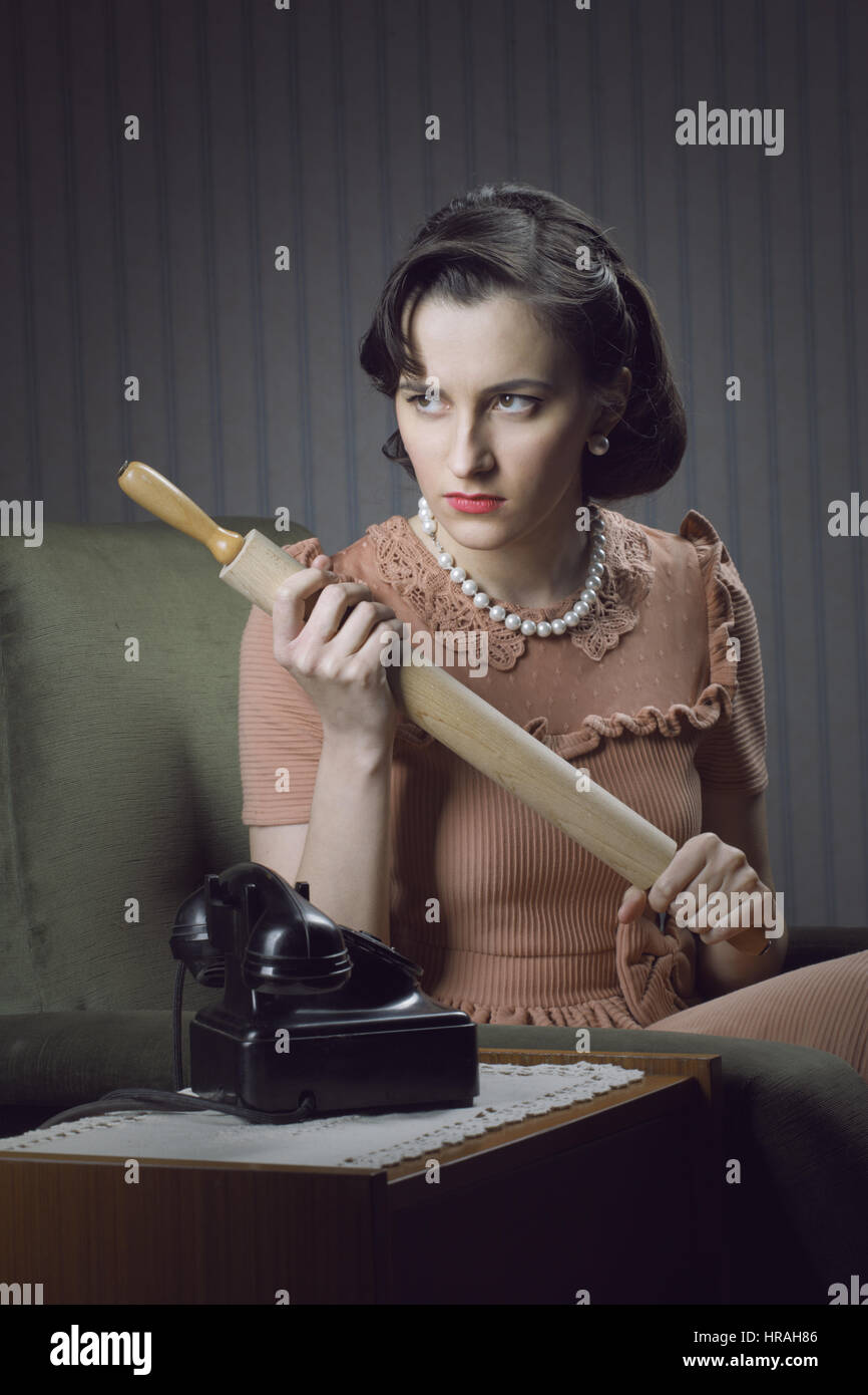 Angry Wife Rolling Pin High Resolution Stock Photography and Images photo