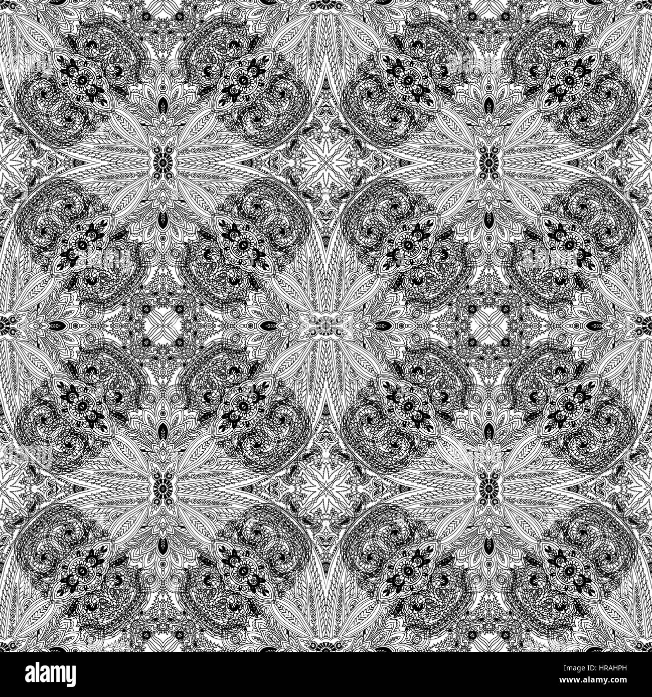 Abstract geometric seamless paisley lace pattern. Traditional oriental ...