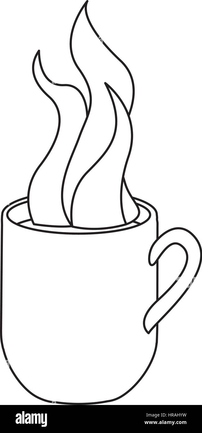 monochrome contour with hot mug of coffee close up Stock Vector Image ...