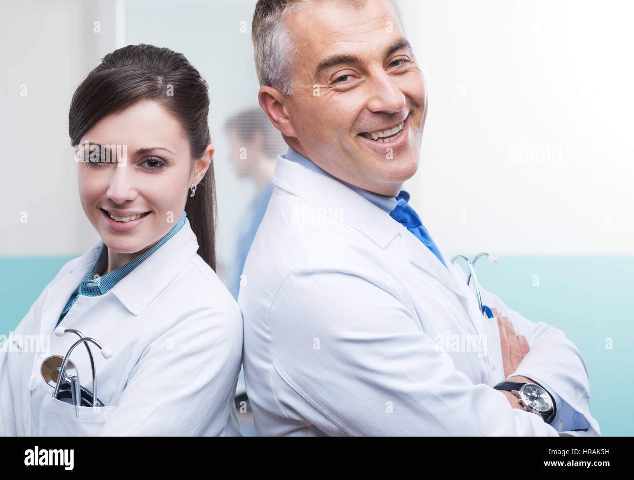 Medical team back smiling hi-res stock photography and images - Alamy
