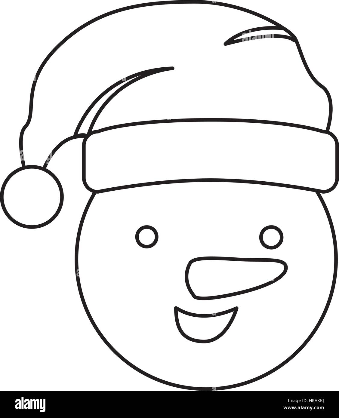 Silhouette Face Cartoon Snowman Christmas Design Stock Vector Image