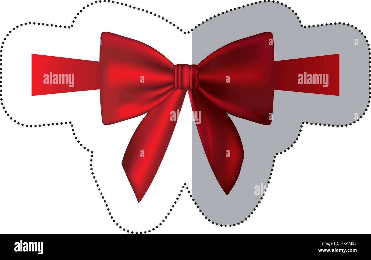 sticker satin red ribbon and bow wrapping Stock Vector Image & Art - Alamy