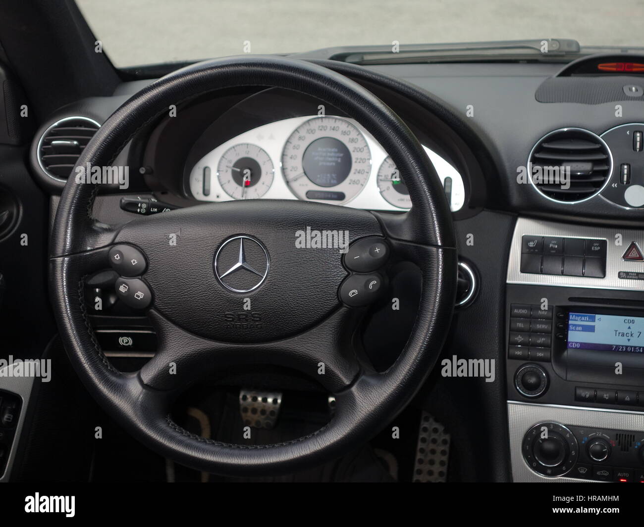 View of central panel dashboard unit with audio controls and