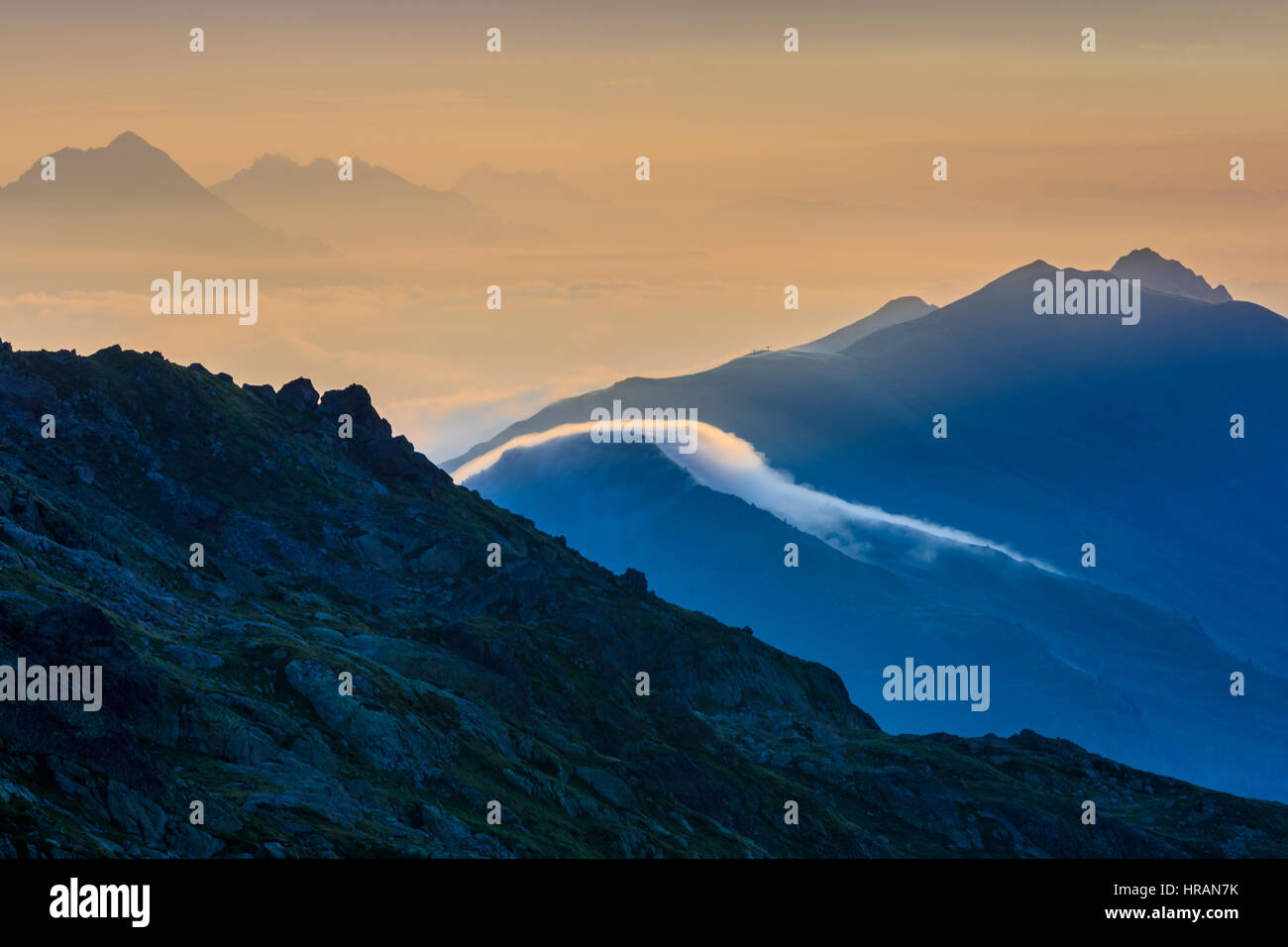 sunrise in Mont Blanc. View from Lac Blanc, France Stock Photo - Alamy