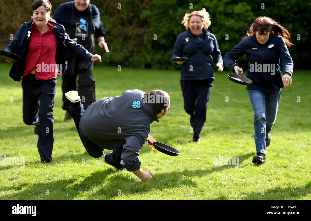 Pancake Day Races, Portland, Dorset, UK Stock Photo Alamy