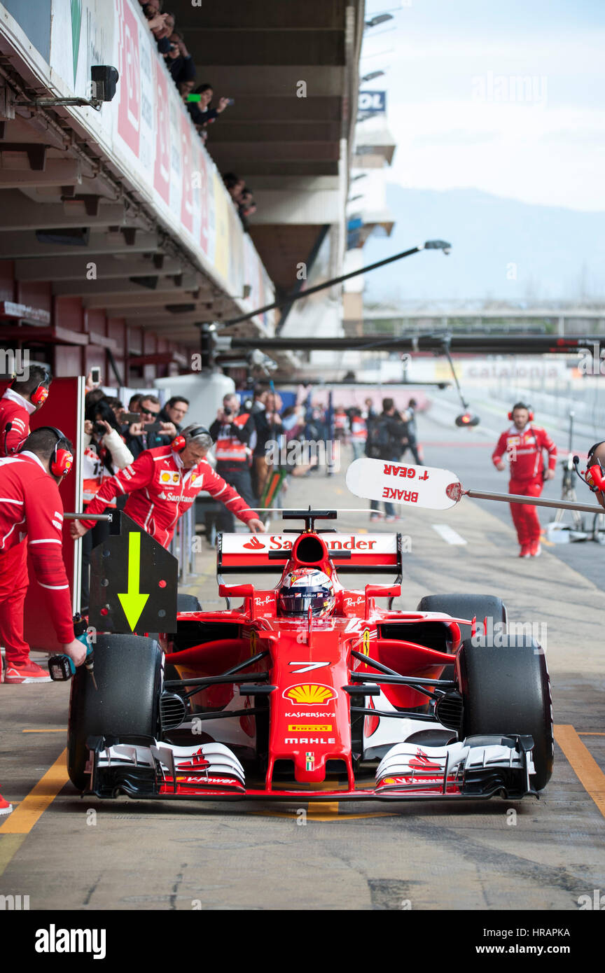 Barcelona, Spain. 28th Feb, 2017. Kimi Raikkonen, driver of the Ferrari Team in action during the 2nd day of the Formula 1 Test at the Circuit of Catalunya. Credit: Pablo Freuku/Alamy Live News Stock Photo
