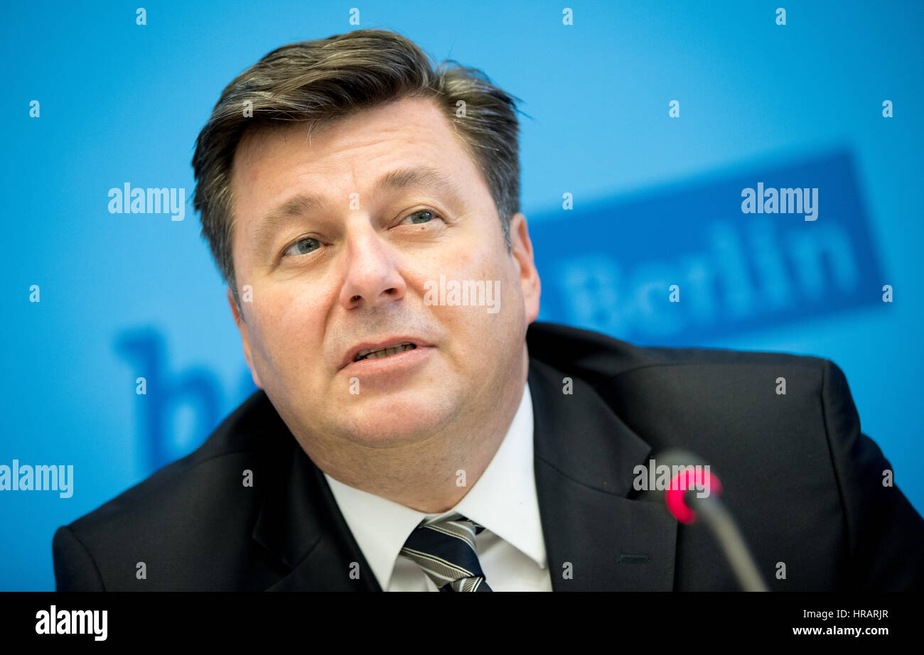 Berlin, Germany. 28th Feb, 2017. Berlin's Interior Senator Andreas ...