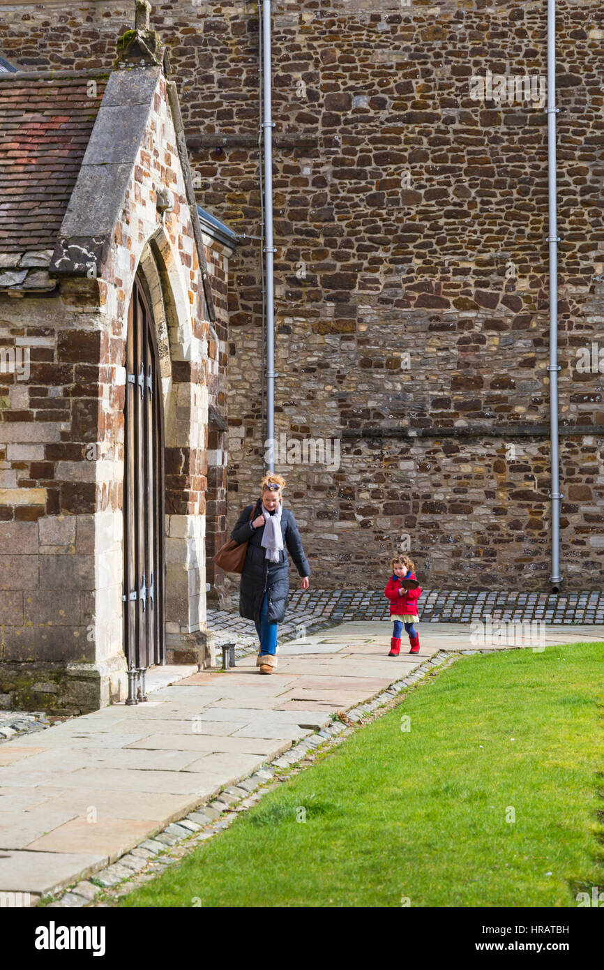 Wimborne, Dorset, UK. 28th Feb, 2017. Pancake race around Wimborne