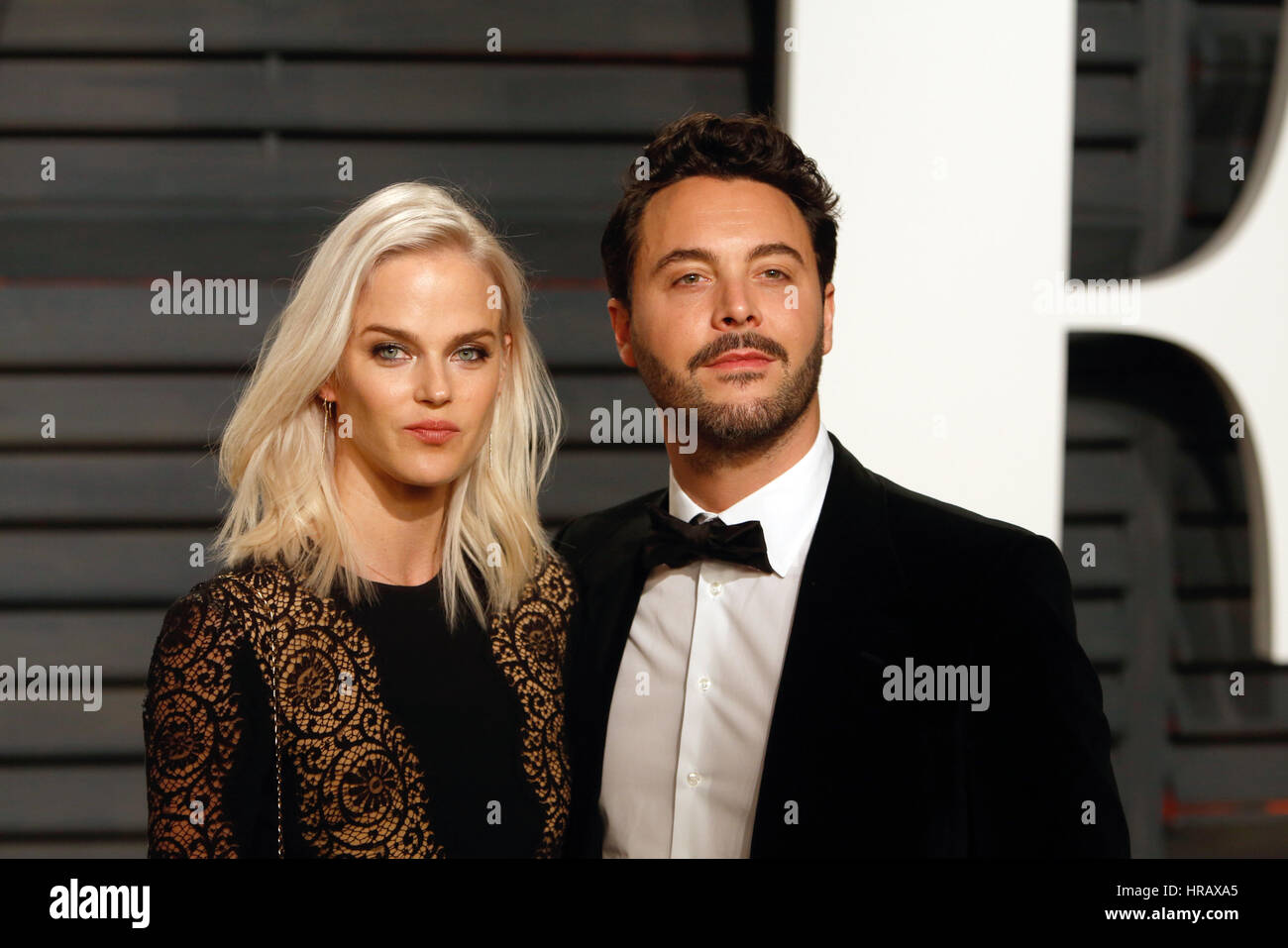 Beverly Hills, Us. 26th Feb, 2017. Shannan Click and Jack Huston arrive at the Vanity Fair Oscar Party at Wallis Annenberg Center for the Performing Arts in Beverly Hills, Los Angeles, USA, on 26 February 2017. Photo: Hubert Boesl - NO WIRE SERVICE - Photo: Hubert Boesl/dpa/Alamy Live News Stock Photo