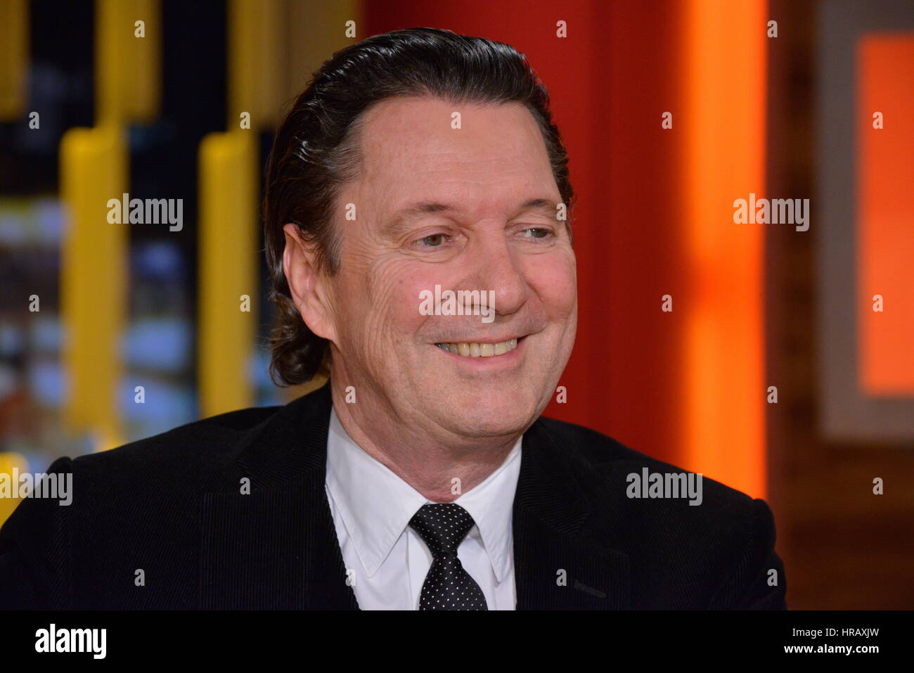 Berlin, Germany. 27th Feb, 2017. Swiss author Martin Suter, the mind behind numerous bestsellers, photographed during an appearance on a TV talkshow in Berlin, Germany, 27 February 2017. Photo: Karlheinz Schindler/dpa-Zentralbild/ZB/dpa/Alamy Live News Stock Photo