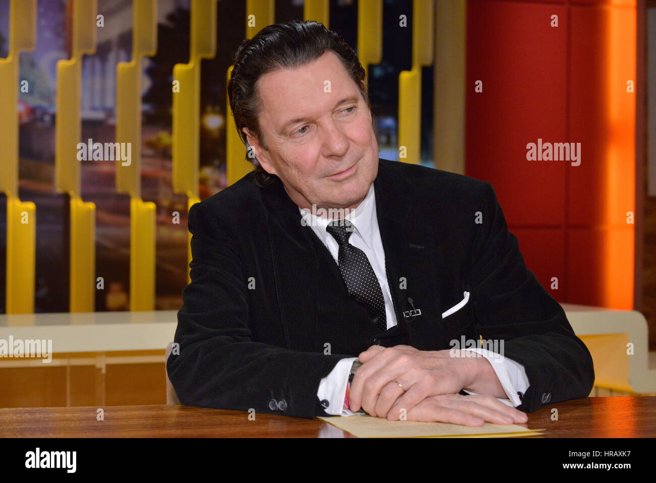 Berlin, Germany. 27th Feb, 2017. Swiss author Martin Suter, the mind behind numerous bestsellers, photographed during an appearance on a TV talkshow in Berlin, Germany, 27 February 2017. Photo: Karlheinz Schindler/dpa-Zentralbild/ZB/dpa/Alamy Live News Stock Photo