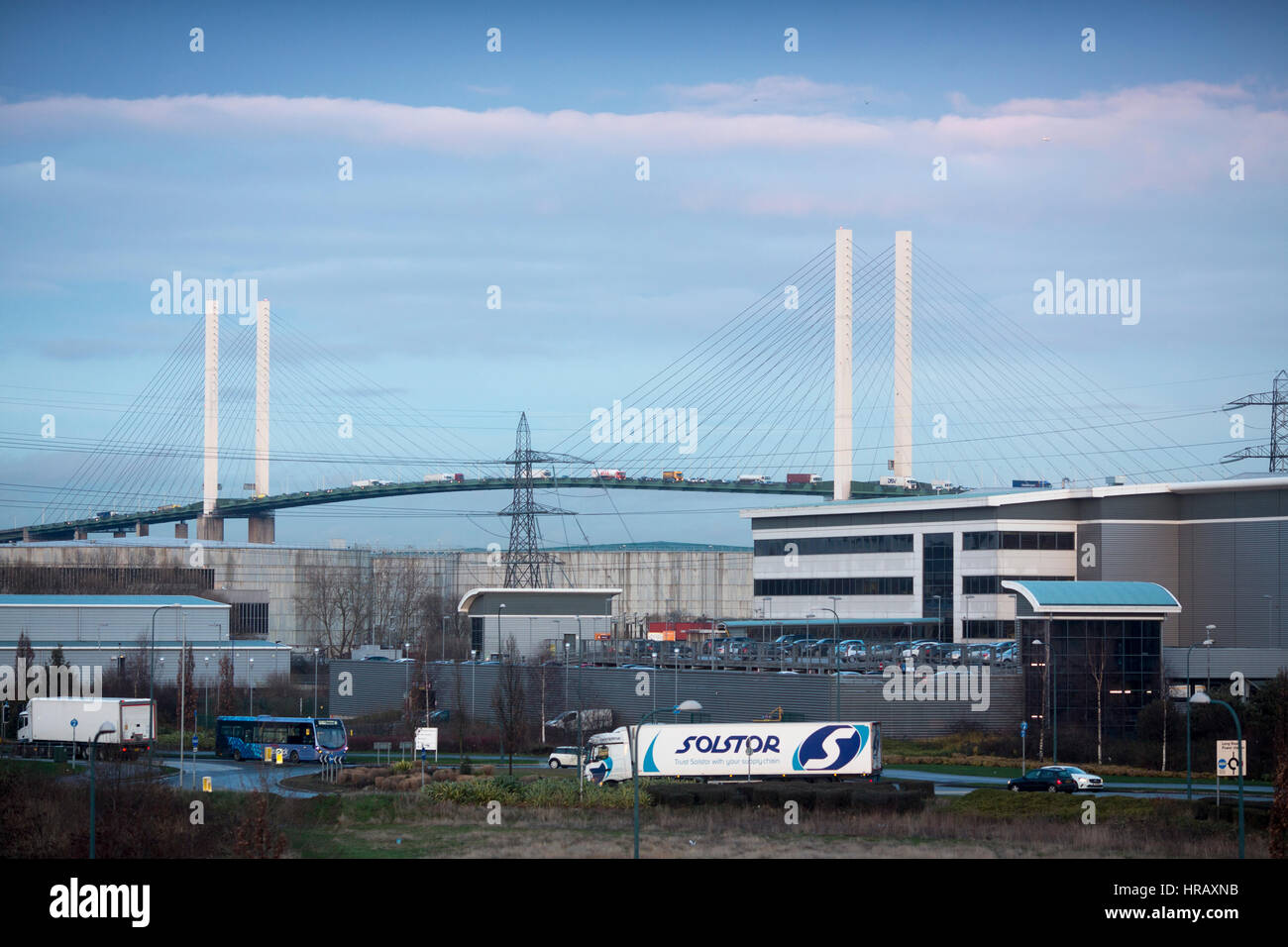 Dartford, England, UK. End of the day on the Dartford river crossing as commuters head home. The