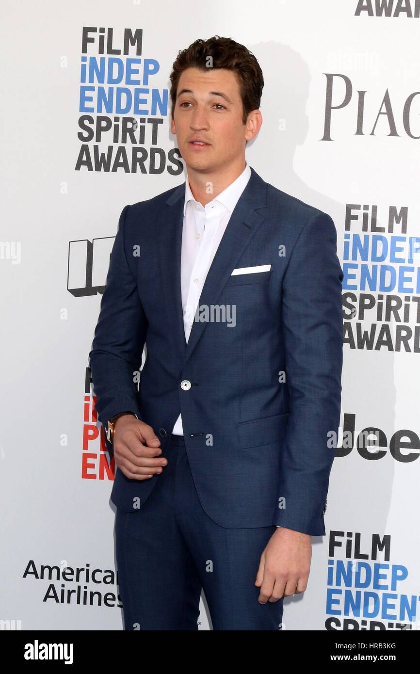 Santa Monica, CA. 25th Feb, 2017. Miles Teller at arrivals for 2017 Film Independent Spirit Awards - Arrivals 1, Santa Monica Beach, Santa Monica, CA February 25, 2017. Credit: Priscilla Grant/Everett Collection/Alamy Live News Stock Photo