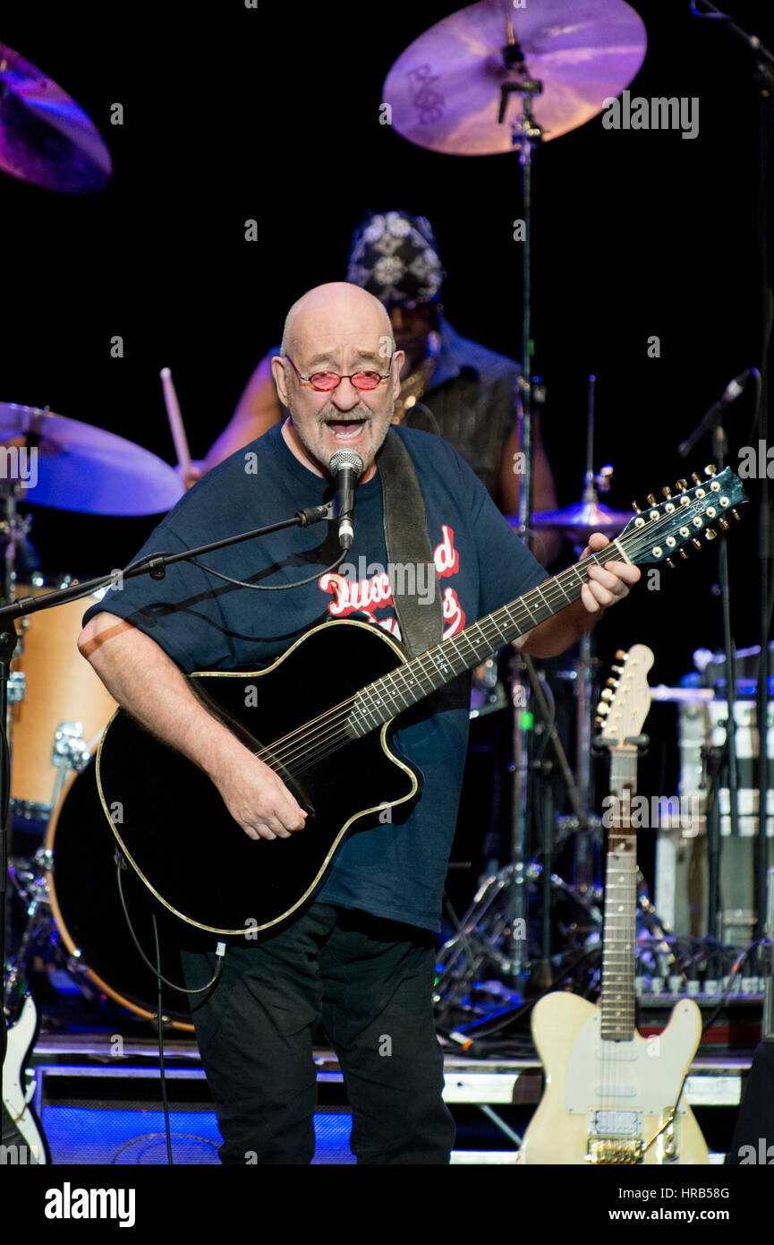 Liverpool, UK. 28th Feb, 2017. Former member of the band Traffic, Dave Mason in concert at Liverpool Philharmonic Hall, UK, 28th February 2017. Mason has lived in the USA since the 1970s and this is his first UK tour for over 40 years. Mason has written many famous songs including 'Hole in My Shoe' (recorded by Traffic) and 'Feelin' Alright?' which has been covered by many artists, notably Joe Cocker. Credit: John Bentley/Alamy Live News Stock Photo