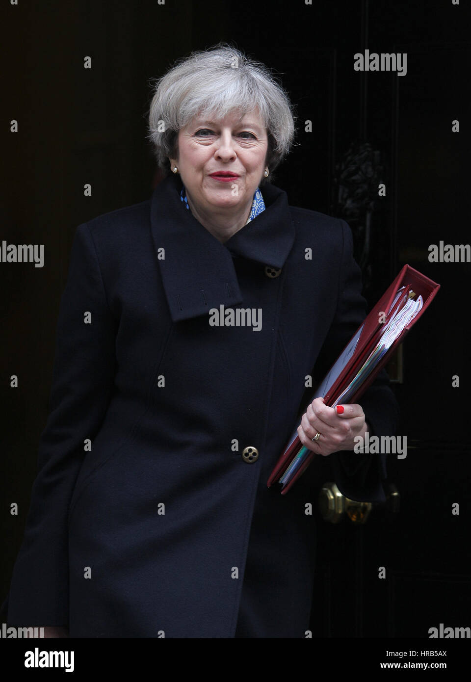 London, UK. 1st Mar, 2017. Prime Minister Theresa May seen leaving 10 Downing street for PMQs at the House of Commons. Credit: WFPA/Alamy Live News Stock Photo