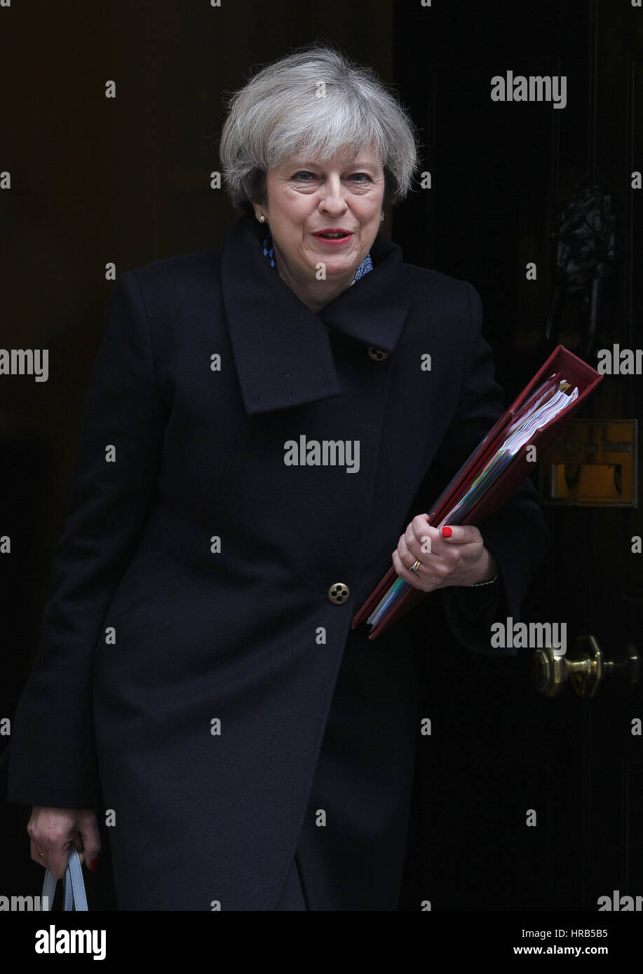 London, UK. 1st Mar, 2017. Prime Minister Theresa May seen leaving 10 Downing street for PMQs at the House of Commons. Credit: WFPA/Alamy Live News Stock Photo