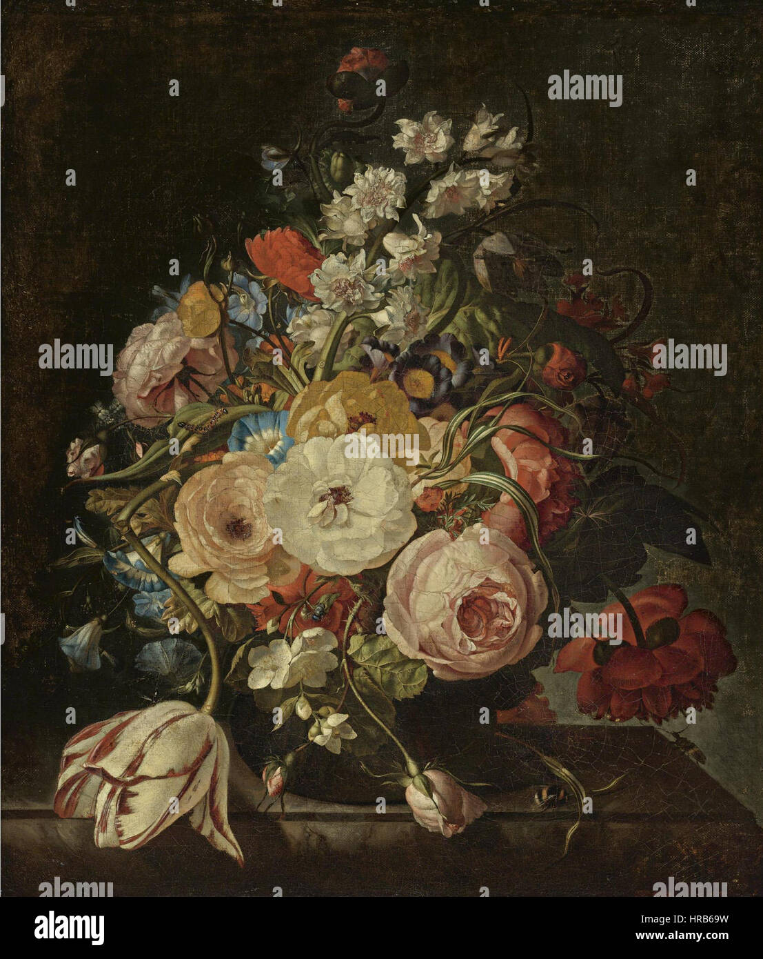 Rachel Ruysch Bouquet of flowers in a glass vase Stock Photo Alamy