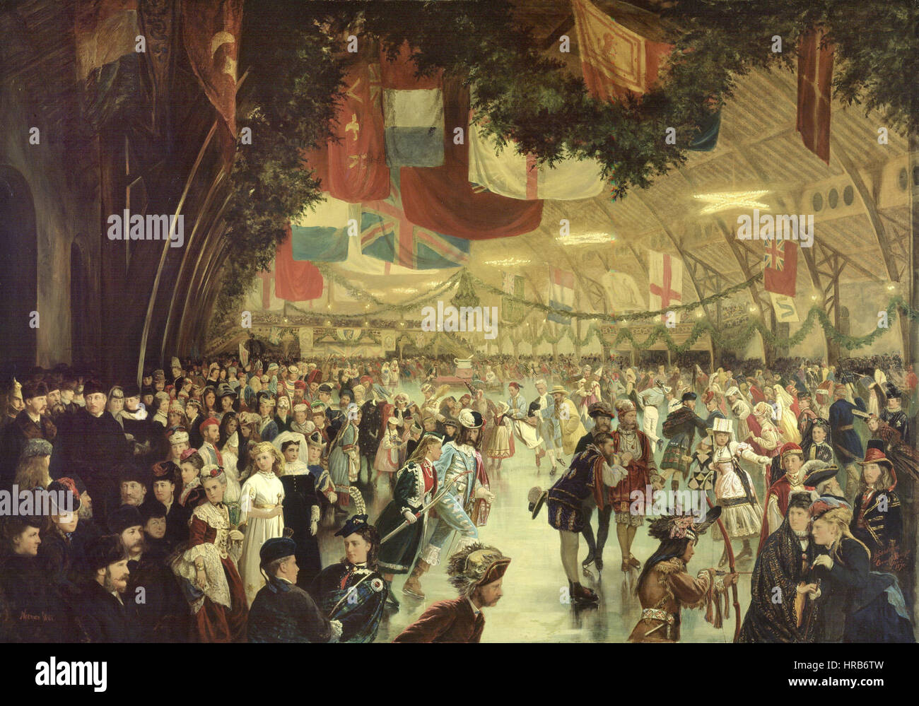 Skating Carnival, Victoria Rink, Montreal, QC, painted composite - William Notman - Google Cultural Institute Stock Photo