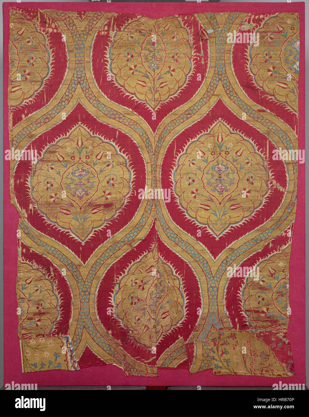 Silk-and-Metal-Thread-Brocaded Ottoman Fragment Stock Photo