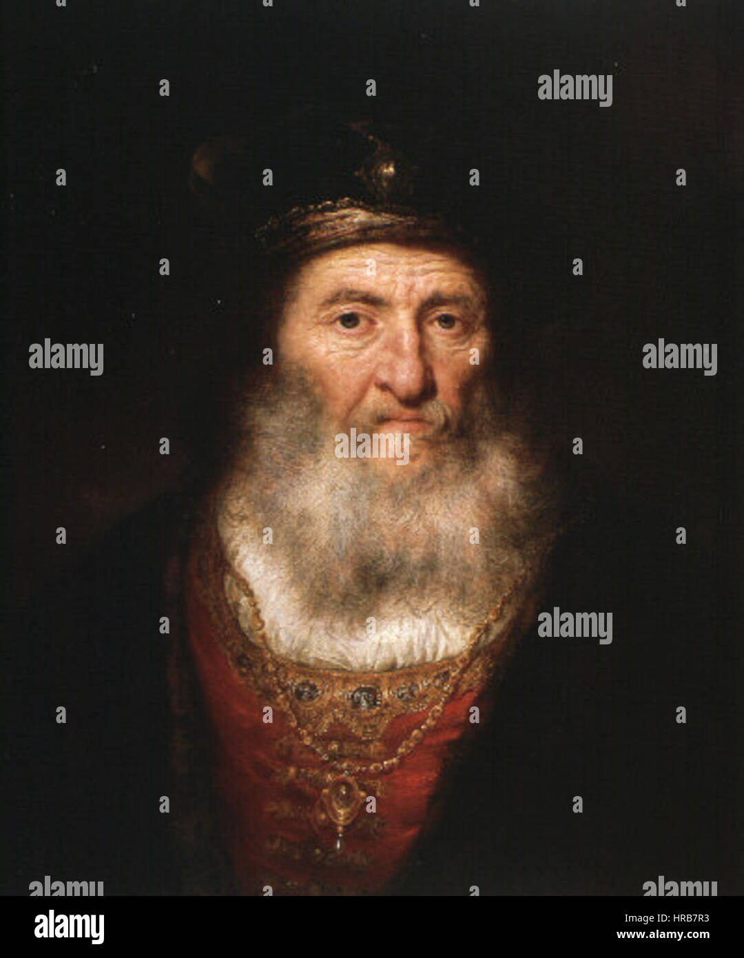 Rembrandt - Old man with beard and medaillon Stock Photo - Alamy