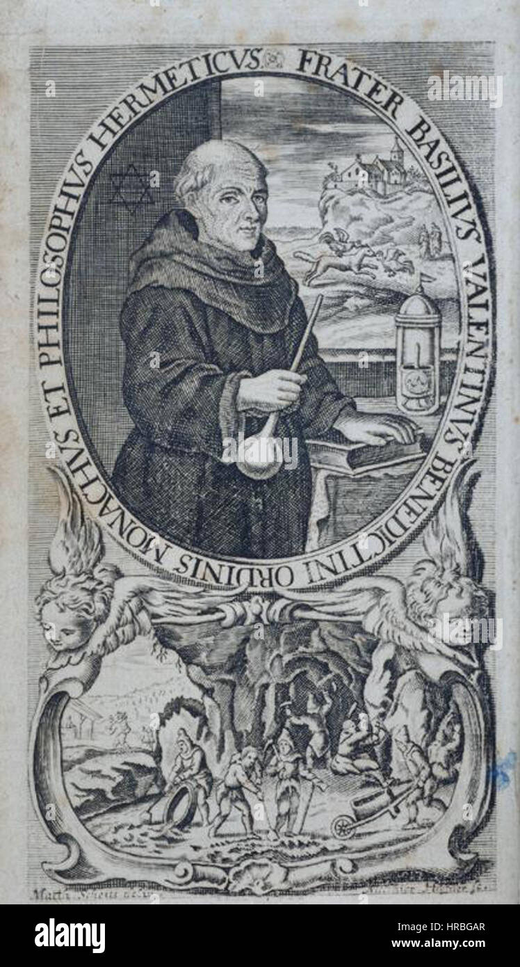 Chymische Schrifften 1717 Basilius Valentinus Frontispiece Stock Photo