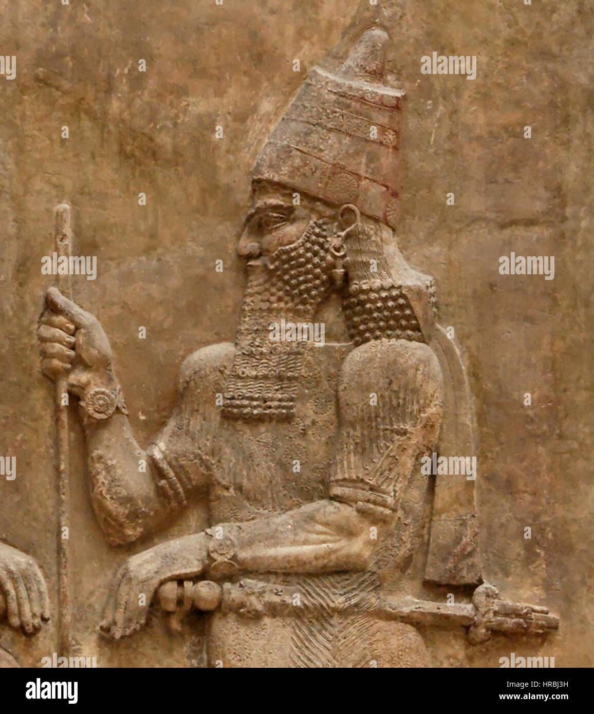 Sargon II and dignitary (particular) Stock Photo
