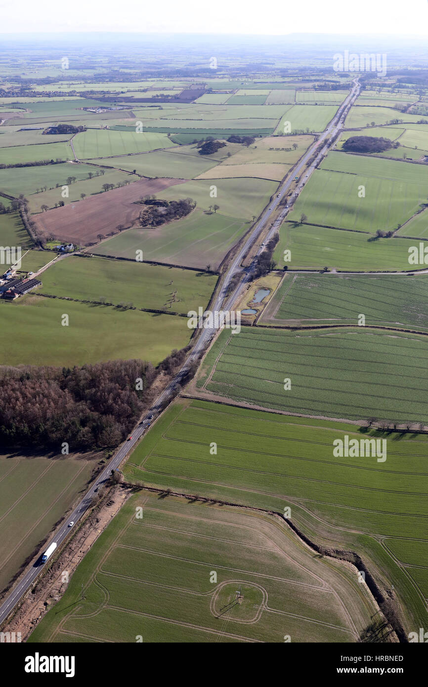 aerial view of the A66 near Richmond, North Yorkshire, UK Stock Photo