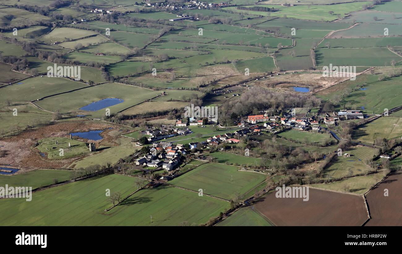 aerial view of Ravensworth village & Castle, Richmond, North Yorkshire