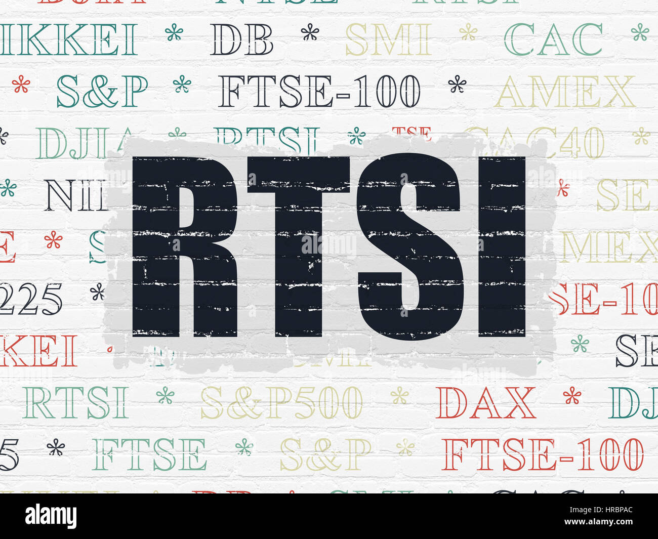 Stock market indexes concept RTSI on wall background Stock Photo Alamy