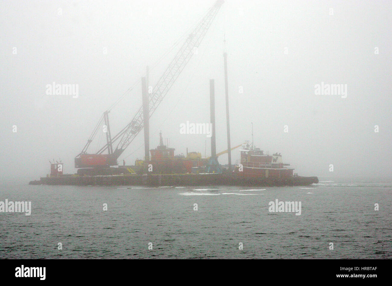 Portland Harbor marine construction barge tug boats crane boat Portland