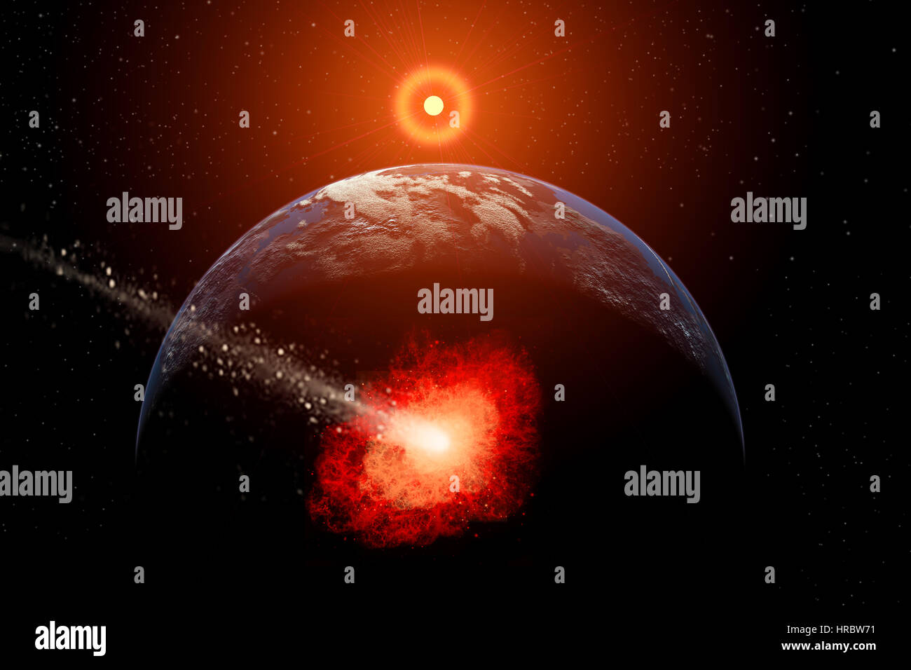 A Comet Hitting A Planet Stock Photo