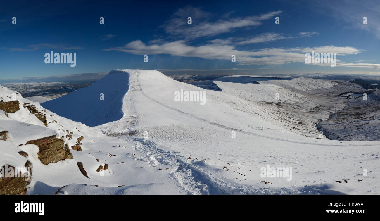 Pen y Fan and surrounding mountains, Brecon Beacons National Park, Wales, United Kingdom Stock Photo