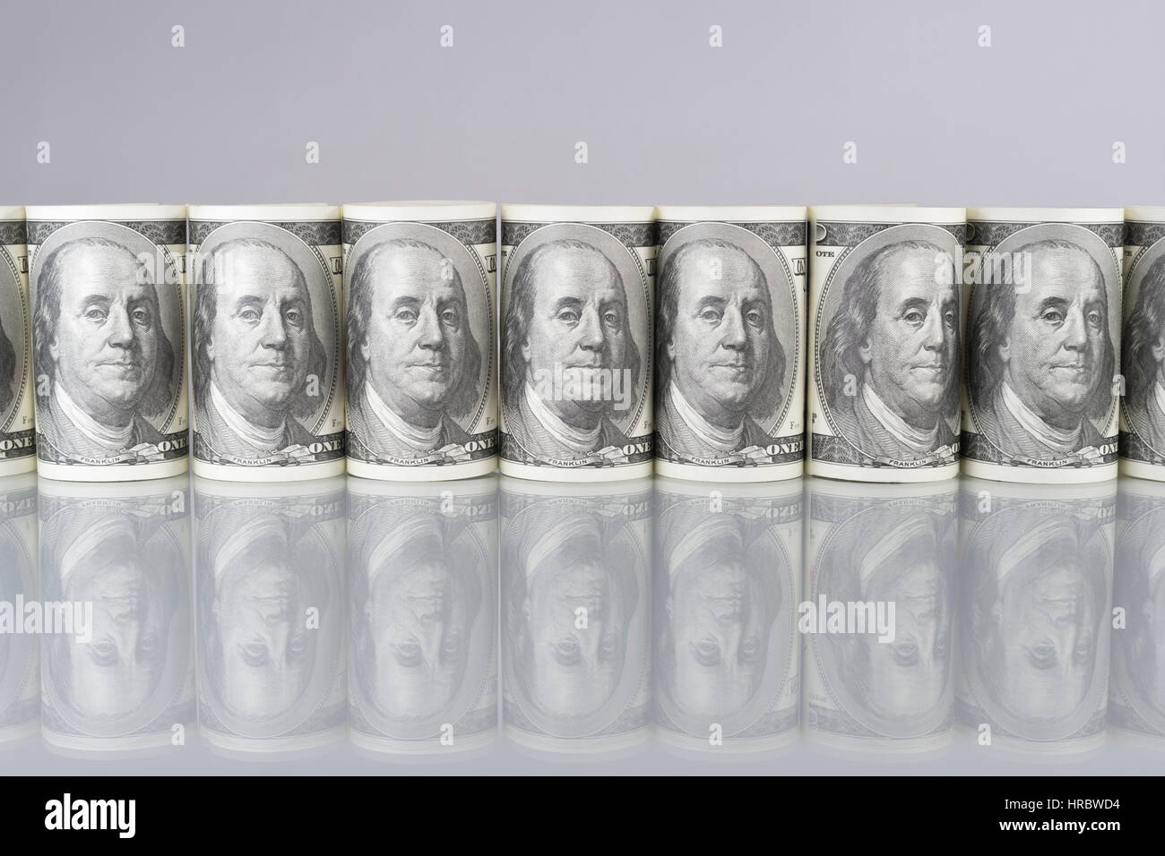 Benjamin Franklin's face on a US $100 / One Hundred Dollar banknote / bill, Franklin C notes. For US political fundraising, health of US economy. Stock Photo